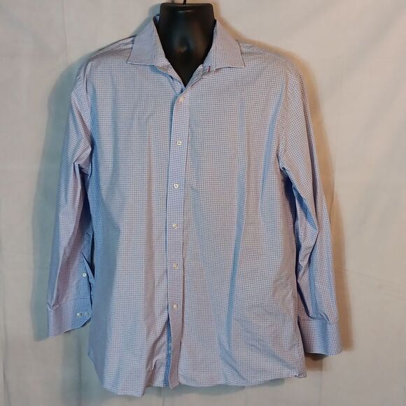 Tommy Hilfiger Men's Blue Checkered Untuck Shirt - Picture 7 of 7